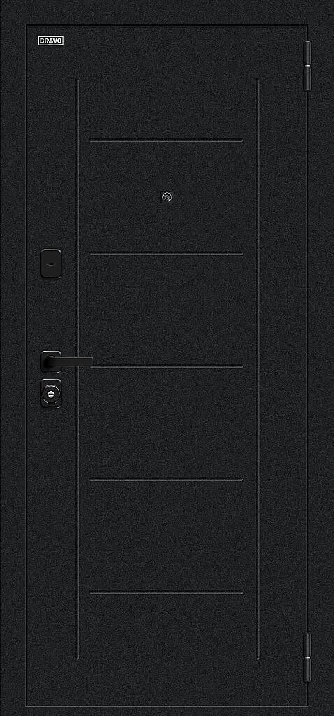 Входная дверь Борн/SBlack Букле черное/Bianco Melinga BR6182 внешняя сторона