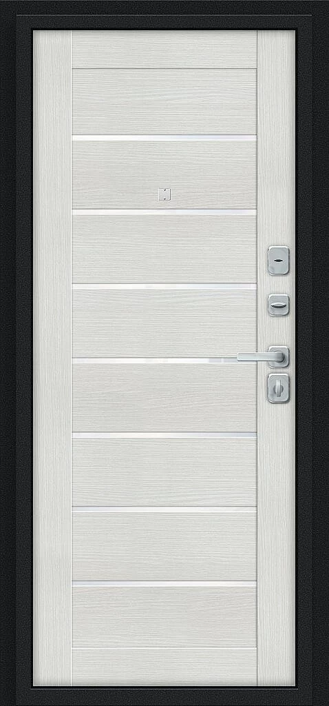 Фото Входная дверь Техно/BChrome Букле черное/Bianco Melinga BR6189 внутренняя сторона